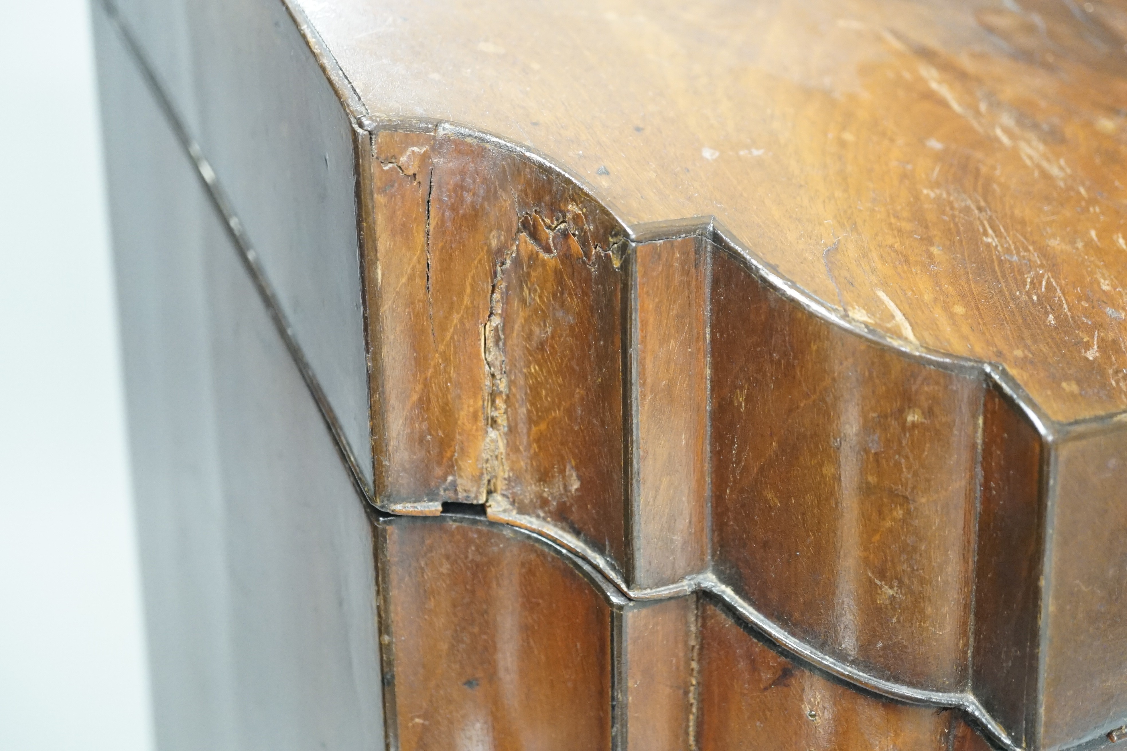 A George III mahogany knife box, converted to a stationery box, 37cm tall